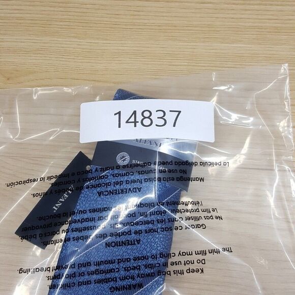 ALFANI Mens Neck Tie Blue Diagonal Stripe Slim Skinny Stain Resistant - Picture 6 of 6